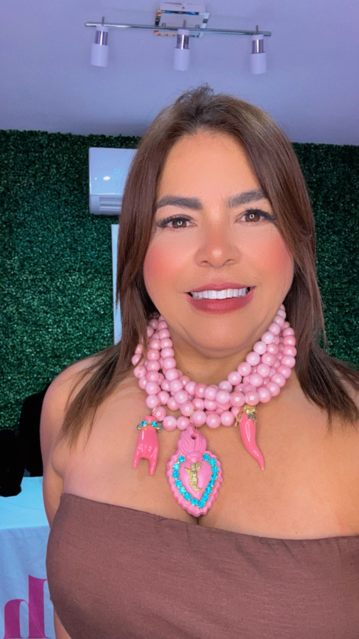Set Elegante Rosado Brillo Perlas