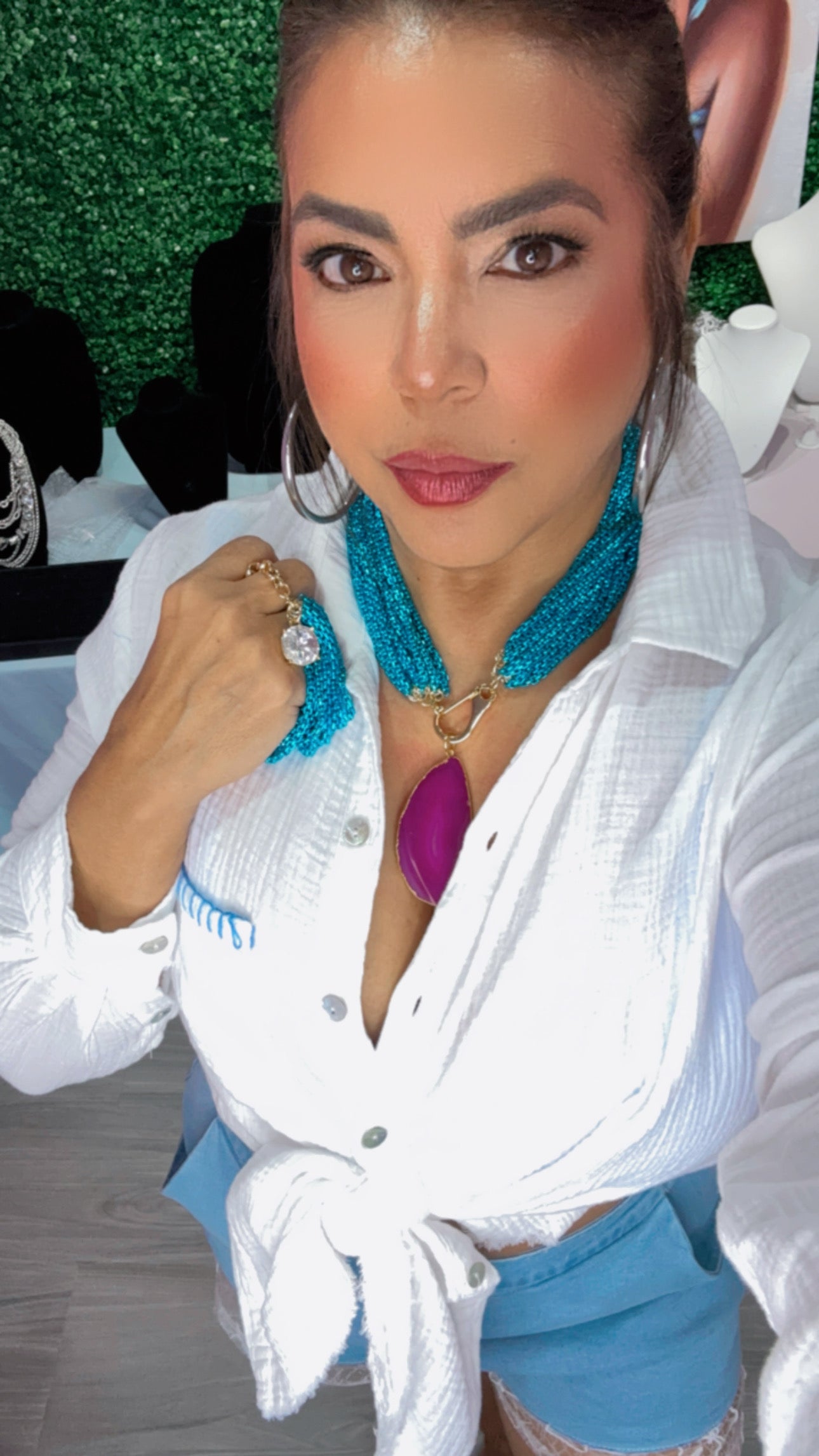 Conjunto ágata fushia