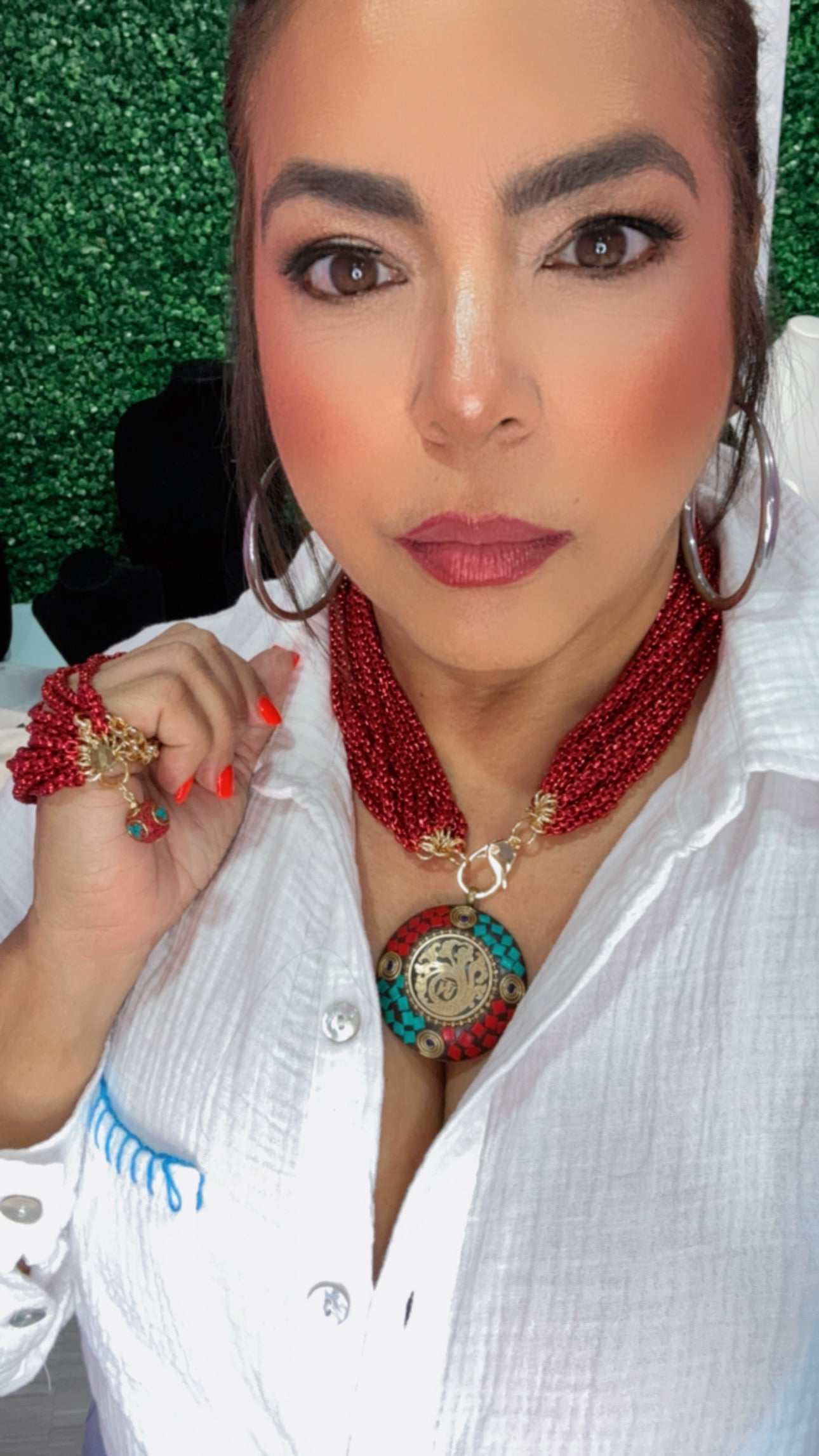 Conjunto de mosaico color vino tinto
