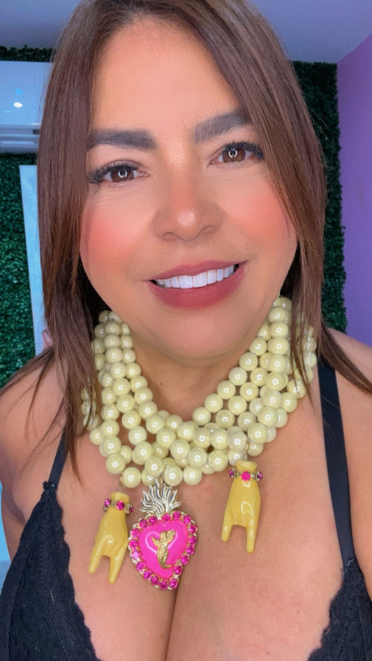Set Elegante Amarillo Perlas