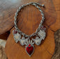 Collar Plateado Corazón Rojo