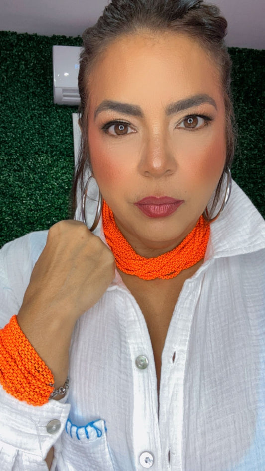 Set Elegante Naranja Brillo