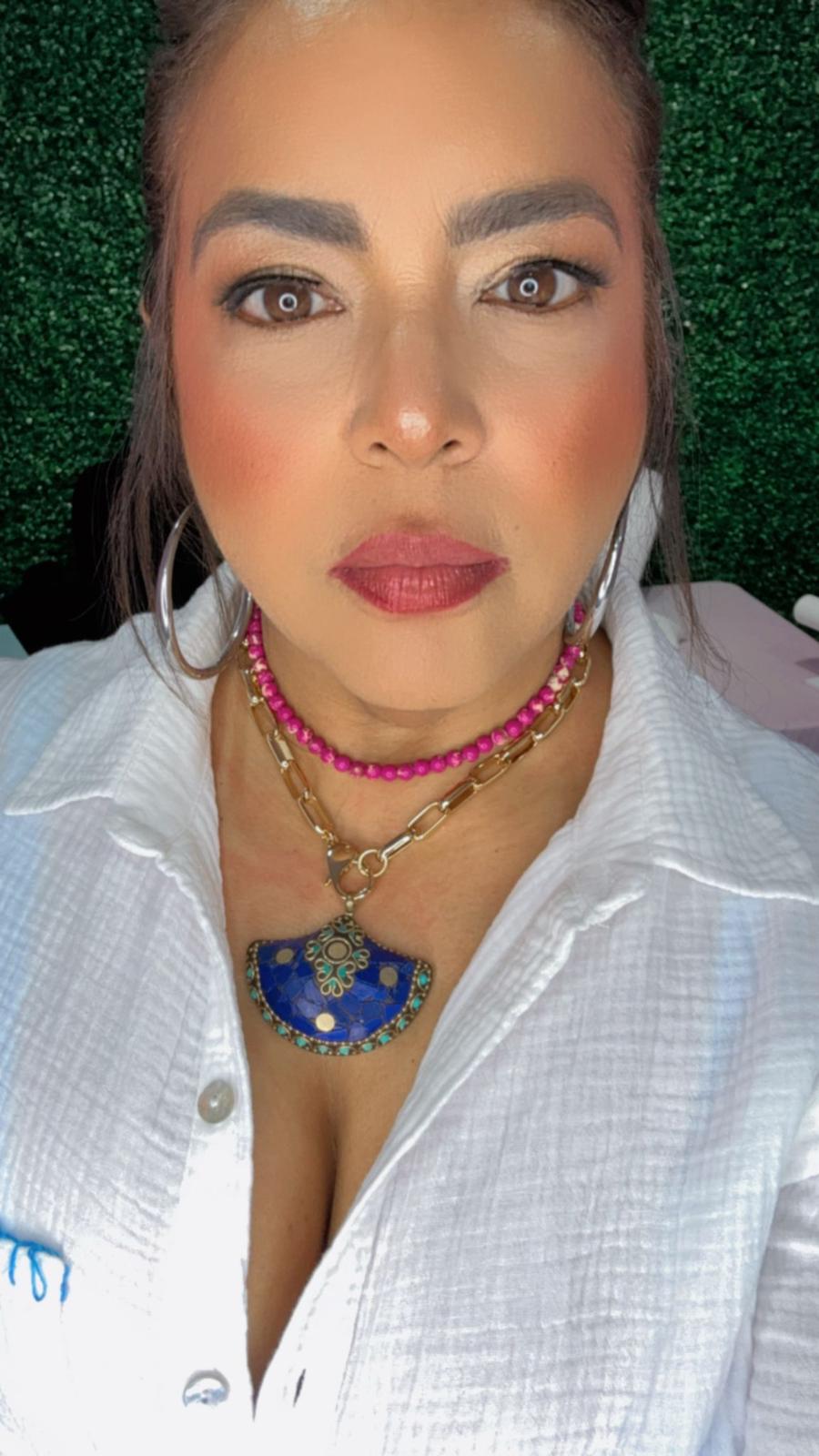 Set 2 Collares Elegante Dorado , Azul & Rosa