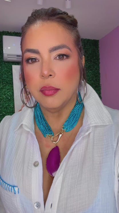 Conjunto ágata fushia